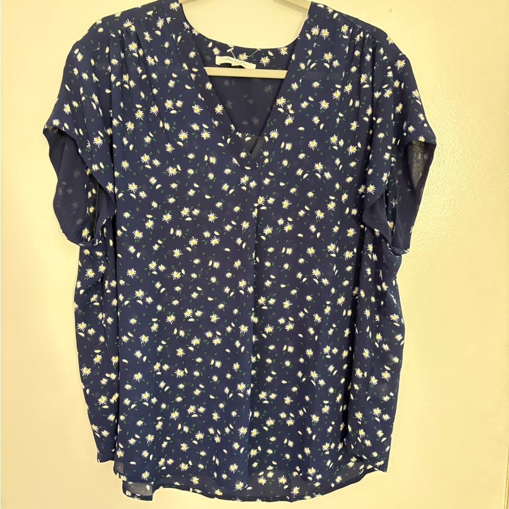 Chic Navy Floral Blouse for Women